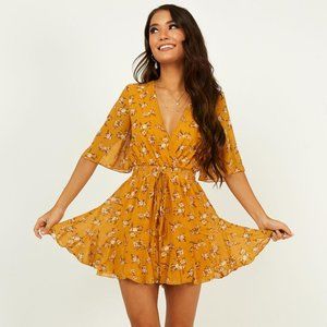 New Memories Romper in Mustard